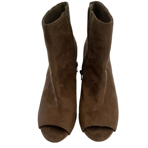 WILD Diva Open Suede Open Toe Ankle Boots Booties Size 6.5 - Picture 4 of 9